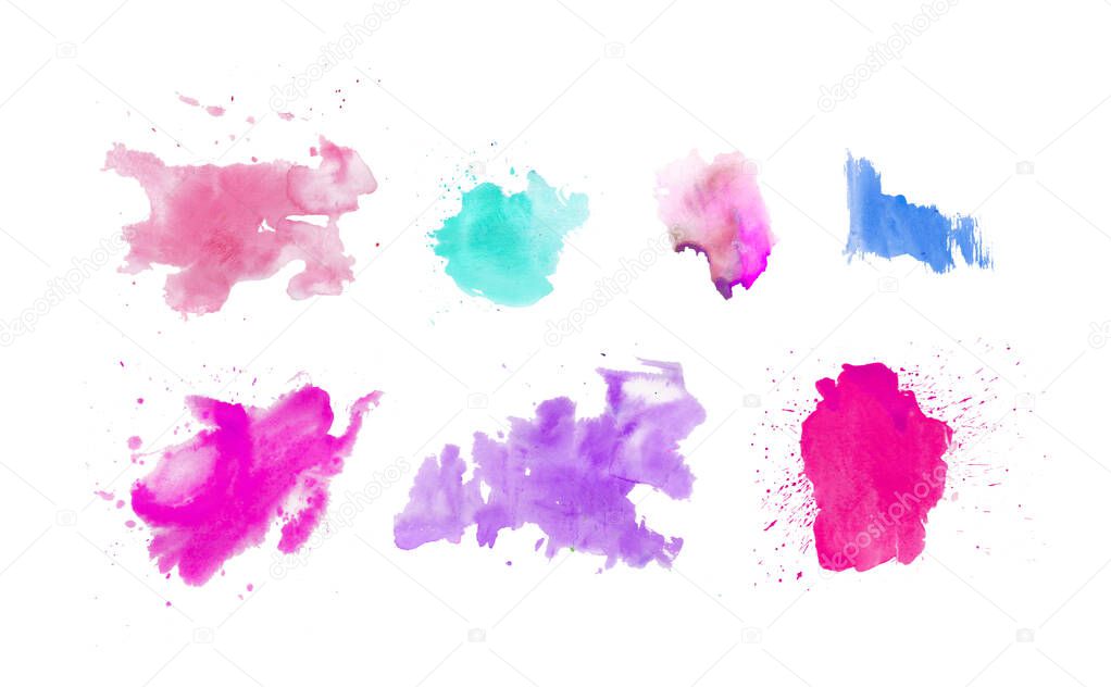 Set watercolor blots.Watercolor splashes and dots texture. Artis