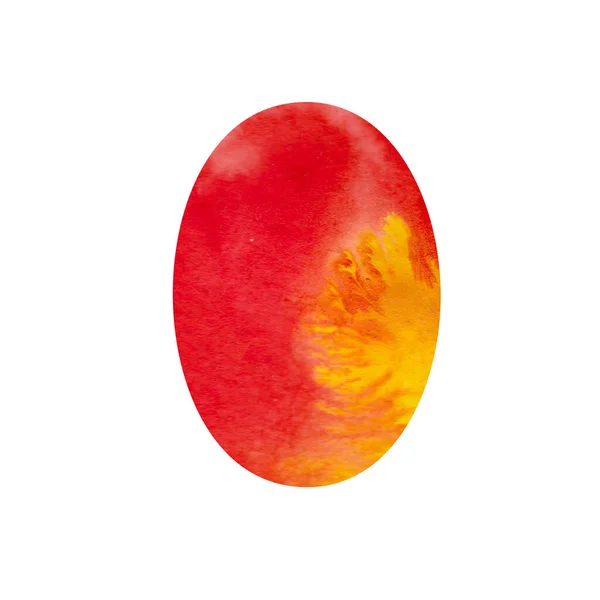 Watercolor yellow, red and pink texture easter egg closeup isola — Stock Photo, Image