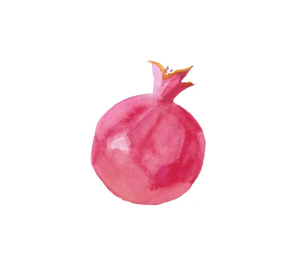 Acuarela de granada ilustración dibujada a mano. Fruta rosa en th —  Fotos de Stock