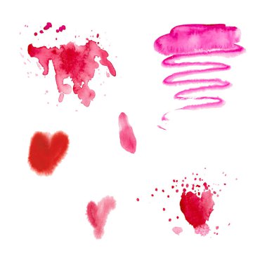 Sevgililer Günü için bir dizi pembe suluboya doku. Çember