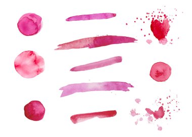 Sevgililer Günü için bir dizi pembe suluboya doku. Çember