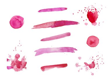 Sevgililer Günü için bir dizi pembe suluboya doku. Çember