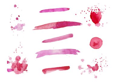 Sevgililer Günü için bir dizi pembe suluboya doku. Çember