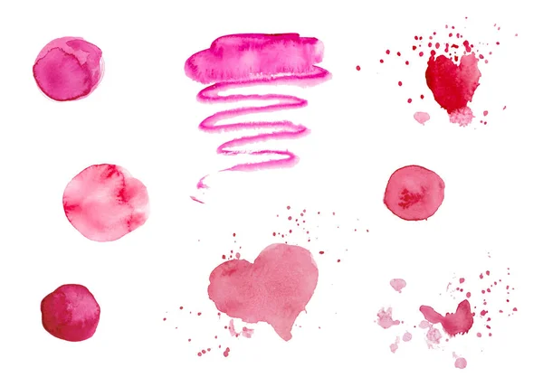 Zestaw różowych faktur akwarelowych na Walentynki. Kręgi — Zdjęcie stockowe