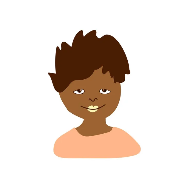 Vektorový Portrét Malého Chlapce Plochém Stylu Ilustrace Dítěte Africké Rasy — Stockový vektor