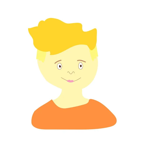 Portrait Vectoriel Petit Garçon Plat Illustration Enfant Race Européenne Par — Image vectorielle