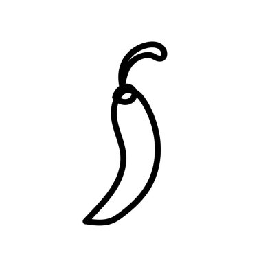 Siyah çizgili bir kırmızı biber vektörü. Basit yemek ve yemek pişirme çizimi. Sosyal ağlar, web, reklamcılık, pankartlar, menü, tarifler için tasarım..