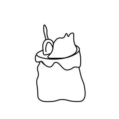 Siyah çizgili vektör unu. Elle çizilmiş basit yemek ve yemek çizimi. Sosyal ağlar, web, reklamcılık, afişler, menüler, tarifler için tasarım.