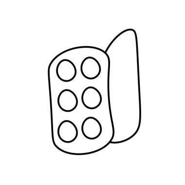 Siyah çizgili vektör yumurtalar. İzole edilmiş beyaz bir arka planda karalama tarzında basit yemek ve yemek çizimi. Sosyal ağlar, web, reklamcılık, afişler, menüler, tarifler için tasarım.