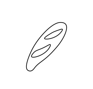 Siyah çizgili vektör kruvasan. İzole edilmiş beyaz bir arka planda karalama tarzında basit yemek ve yemek çizimi. Sosyal ağlar, web, reklamcılık, afişler, menüler, tarifler için tasarım.