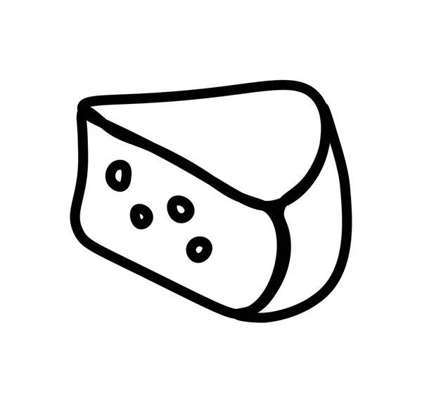 Векторний Сир Чорною Лінією Проста Їжа Кулінарна Ілюстрація Каракулі Білому — стоковий вектор