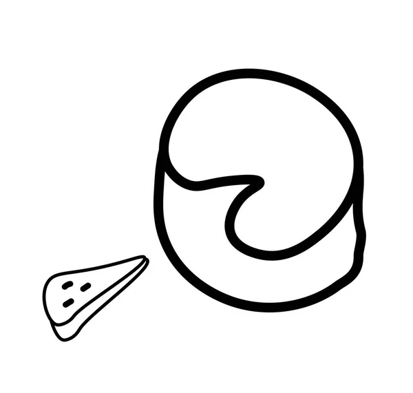 带有黑线的向量奶酪 简单的食物和烹调插图在白色孤立的背景手绘涂鸦风格 社交网络 食谱的设计 — 图库矢量图片