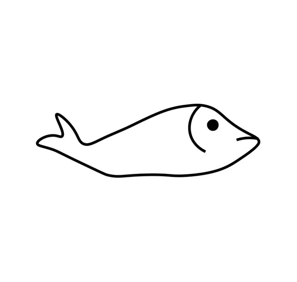 Peces Vectores Con Una Línea Negra Ilustración Comida Cocina Sencilla — Vector de stock