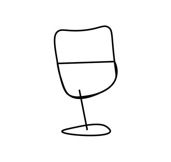 Vektor Glas Wein Mit Schwarzer Linie Einfache Essens Und Kochillustration — Stockvektor