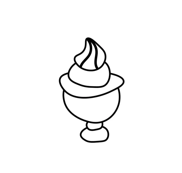 Векторное Мороженое Черной Линией Простое Питание Кулинарные Иллюстрации Стиле Каракули — стоковый вектор