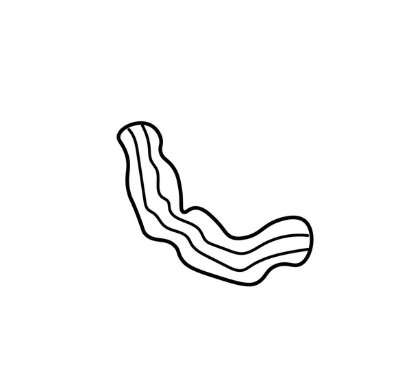 Pièce Vectorielle Bacon Avec Une Ligne Noire Illustration Alimentaire Culinaire — Image vectorielle