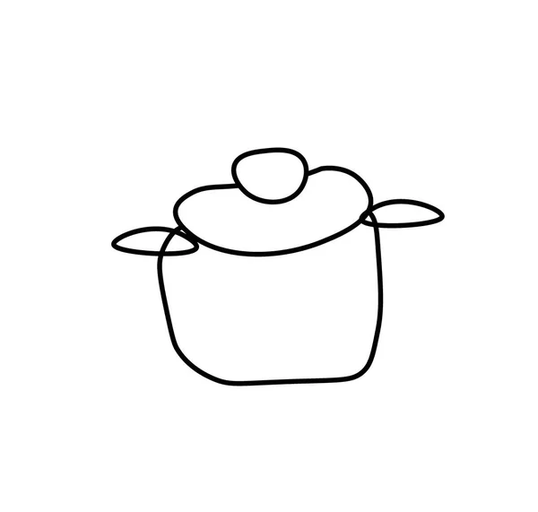 Διανυσματικό Κατσαρολάκι Μαύρη Γραμμή Απλή Απεικόνιση Φαγητού Και Μαγειρικής Στυλ — Διανυσματικό Αρχείο