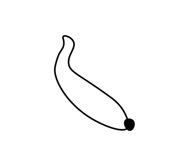 带有黑线的向量香蕉 简单的食物和烹饪图解 白色孤立的背景手绘 社交网络 食谱的设计 — 图库矢量图片