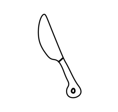 Siyah çizgili vektör bıçağı. Beyaz izole bir arka plan çizimine karalama tarzında basit yemek ve pişirme çizimi. Sosyal ağlar, web, reklamcılık, pankartlar, menüler, tarifler için tasarım..