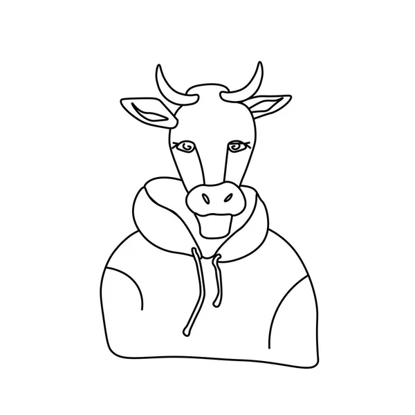 Gambar Vektor Dari Sebuah Festive Bull Dalam Gaya Corat Coret - Stok Vektor