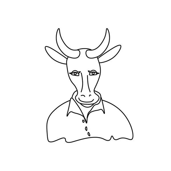 Vector Illustration Festive Bull Doodle Style June Picture Bull Symbol — Stock Vector