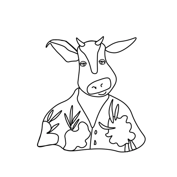 Ilustracja Wektorowa Świątecznego Byka Stylu Doodle Lipcowy Obrazek Byka Symbol — Wektor stockowy