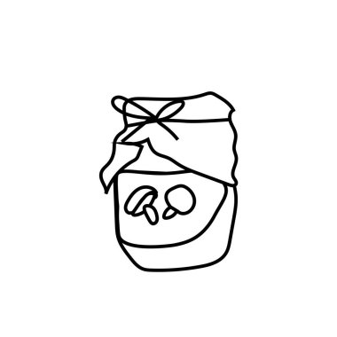 Karalama stilinde şampiyonları olan basit bir vektör bankası. Siyah çizgili yemek illüstrasyonu. Yemek pişirme için mantar simgesi. Menüler, reklamlar, ambalajlar, posterler, sosyal ağlar, oyunlar için tasarım..  