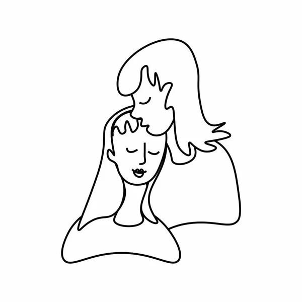 Векторна Ілюстрація Молодого Чоловіка Який Закоханий Каракулі Лесбійки Цілуються Обіймаються — стоковий вектор