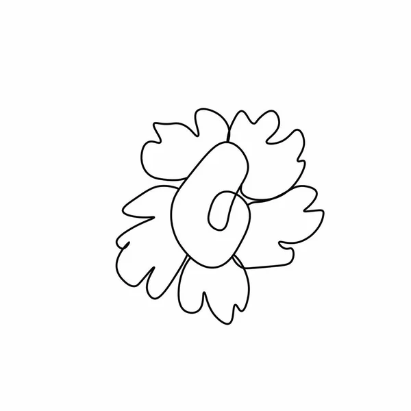 Vektor Kontúrozott Rózsa Fekete Vonal Romantikus Virág Dekoráció Doodle Stílusban — Stock Vector