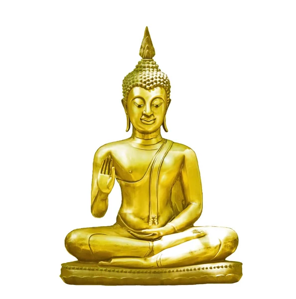 Gyldne Buddha Isoleret Hvid Baggrund - Stock-foto