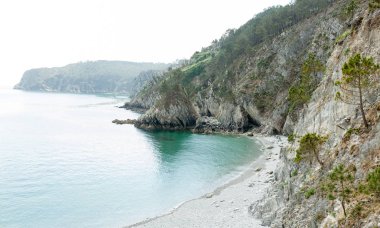 Okyanus manzaralı. Kimse ile doğa arka plan. Morgat, Crozon Yarımadası, Brittany, Fransa.