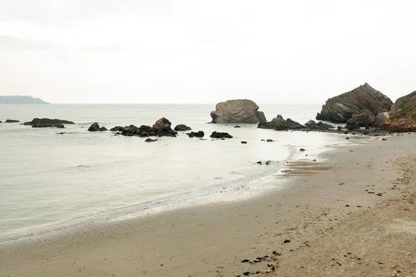 Uitzicht Oceaan Achtergrond Van Natuur Met Niemand Morgat Schiereiland Crozon — Stockfoto