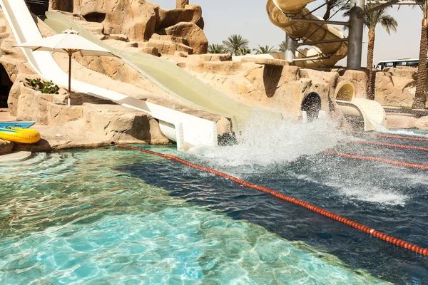 Egypt, Sharm El Sheikh 9 March 2018 Part of the water park a water slide element — Stock Photo, Image