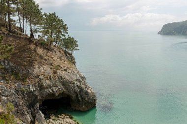 Okyanus manzaralı. Kimse ile doğa arka plan. Morgat, Crozon Yarımadası, Brittany, Fransa