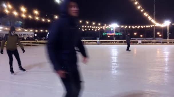 Kharkov Ukraine 01January 2019 Skaters Take Advantage Mild Night Central — Stock Video