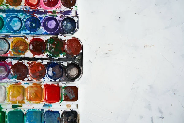 Set Von Aquarellfarben Auf Weißem Hintergrund Pinsel Zeichnen Kreativer Hintergrund — Stockfoto