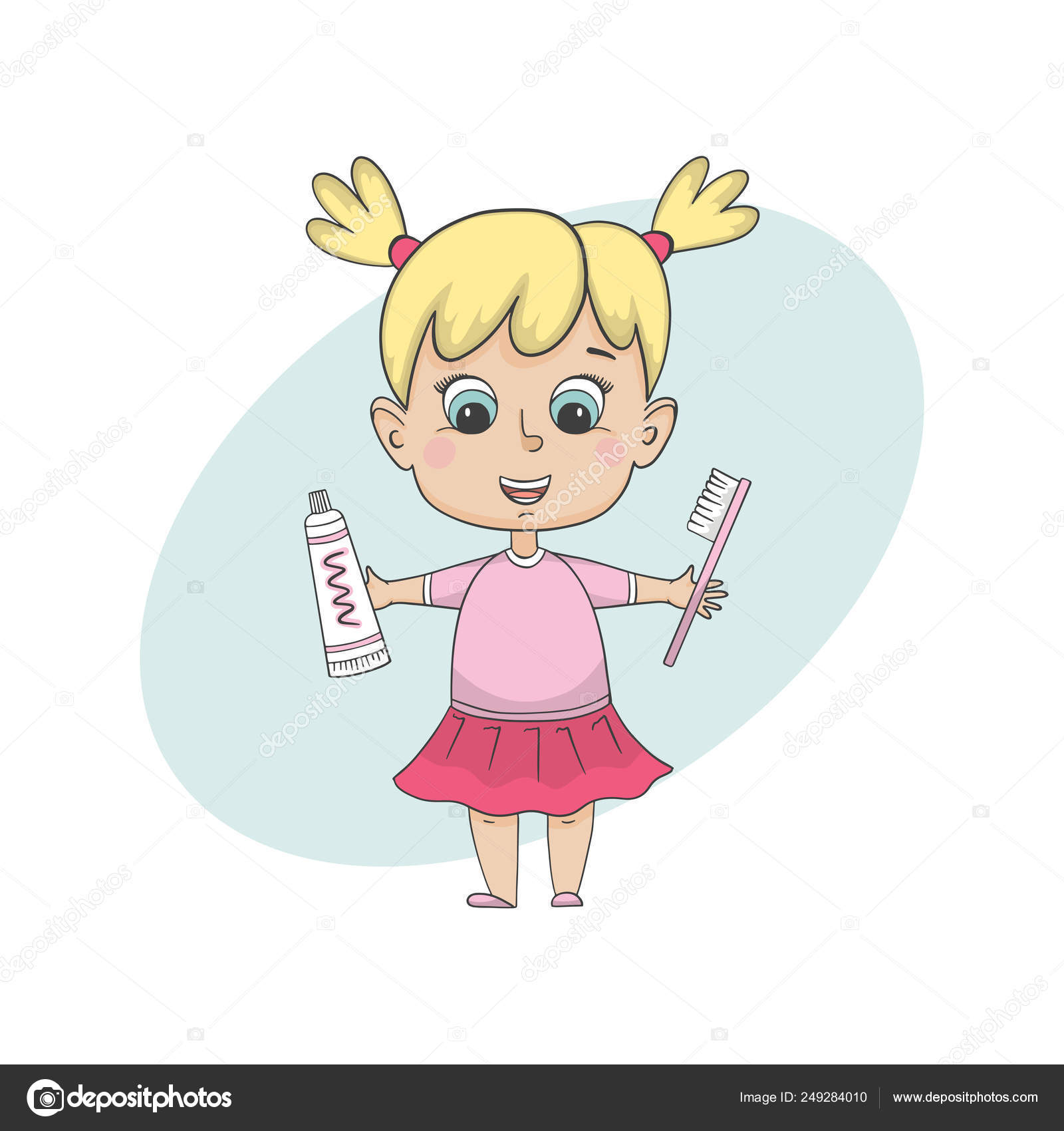 The girl brushing teeth. Isolated cartoon character. Stock Vector Image by  ©Arina_Gladysheva #249284010