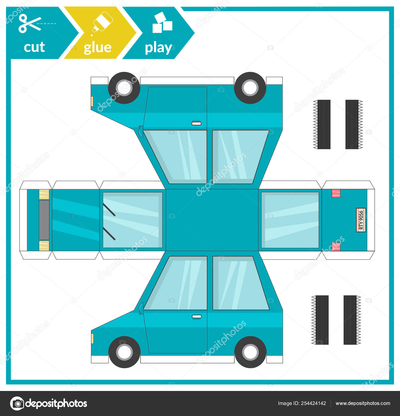 Cut And Glue A Paper Car Children Art Game For Activity Page Paper 3d Track Vector Illustration Stock Vector Image By C Arina Gladysheva 254424142