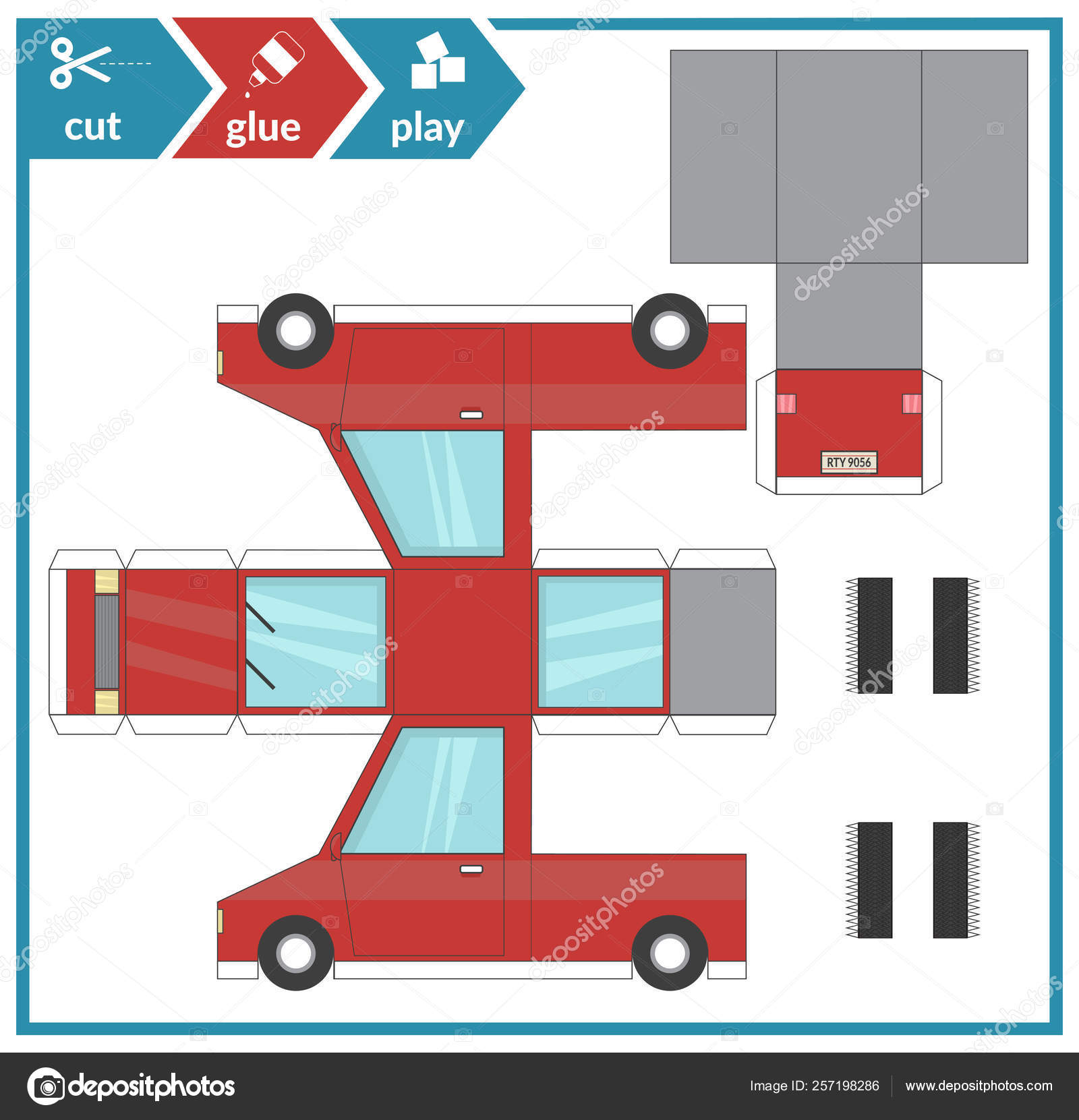 3d Paper Model Car Cut And Glue A Paper Car Children Art Game For Activity Page Paper 3d Model Vector Illustration Stock Vector C Arina Gladysheva 257198286