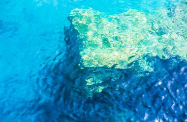 kıyıdan su dalgaları ile soyut resim, su açık mavi ve açık yeşil