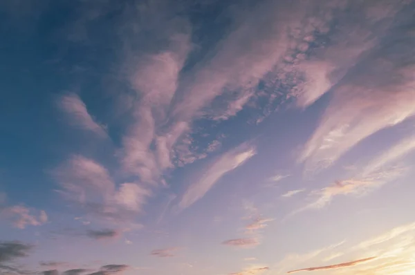 Günbatımı gökyüzünde pembe bulutlar. güzel bulutlar