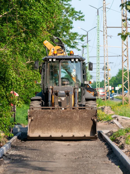 Petrozavodsk Rusia Junio 2020 Cargador Carreteras Pavimento Preparación Para Colocación — Foto de Stock