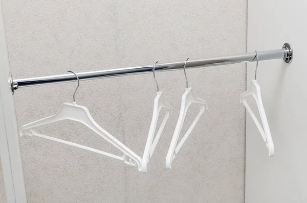Four Clothes Hangers Empty Closet — Stock Photo, Image
