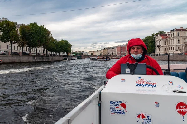 Saint Petersburg Russia September 2020 Captain Pleasure Boat Helm — Stock Photo, Image