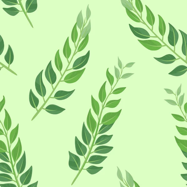 Bladeren Een Groene Achtergrond Botanische Naadloze Patroon Vectorillustratie Van Takken — Stockvector