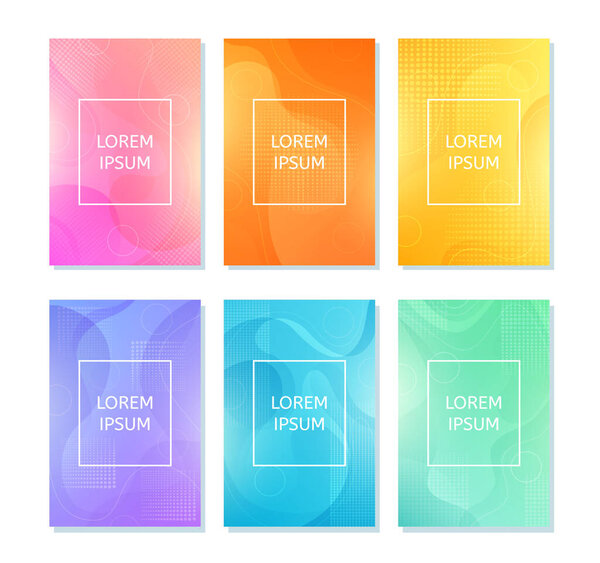Set of abstract backgrounds with flowing forms of different colors. Vector illustration. Design for banner, poster.