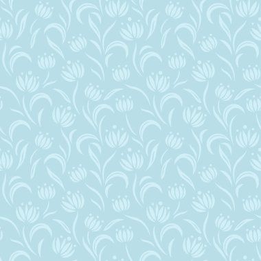 Klasik soyut çiçek arka planı. Süslü mavi çiçeksiz desen. Vektör illüstrasyonu.