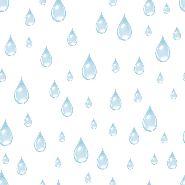 Helder Blauw Water Valt Naadloos Patroon Vector Illustratie Van Regen — Stockvector