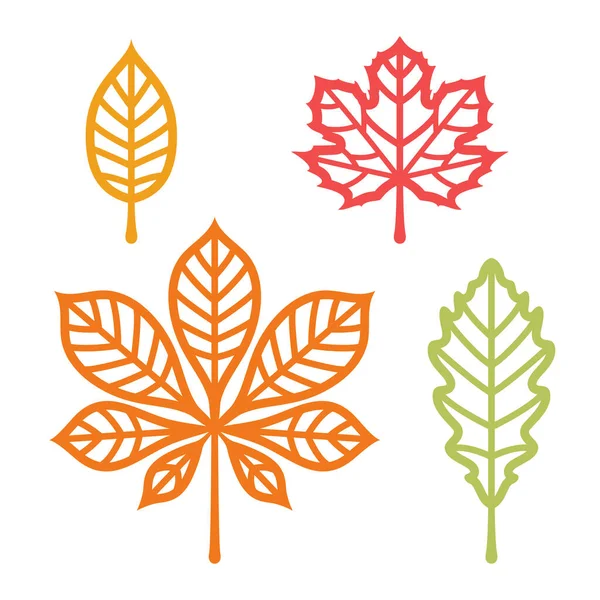 Feuilles Automne Fixées Modèles Pour Découpe Laser Illustration Vectorielle Feuilles — Image vectorielle