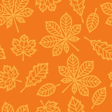 Açık sonbahar yaprakları pürüzsüz desen bırakır. Turuncu botanik geçmişi. Vektör illüstrasyonu.